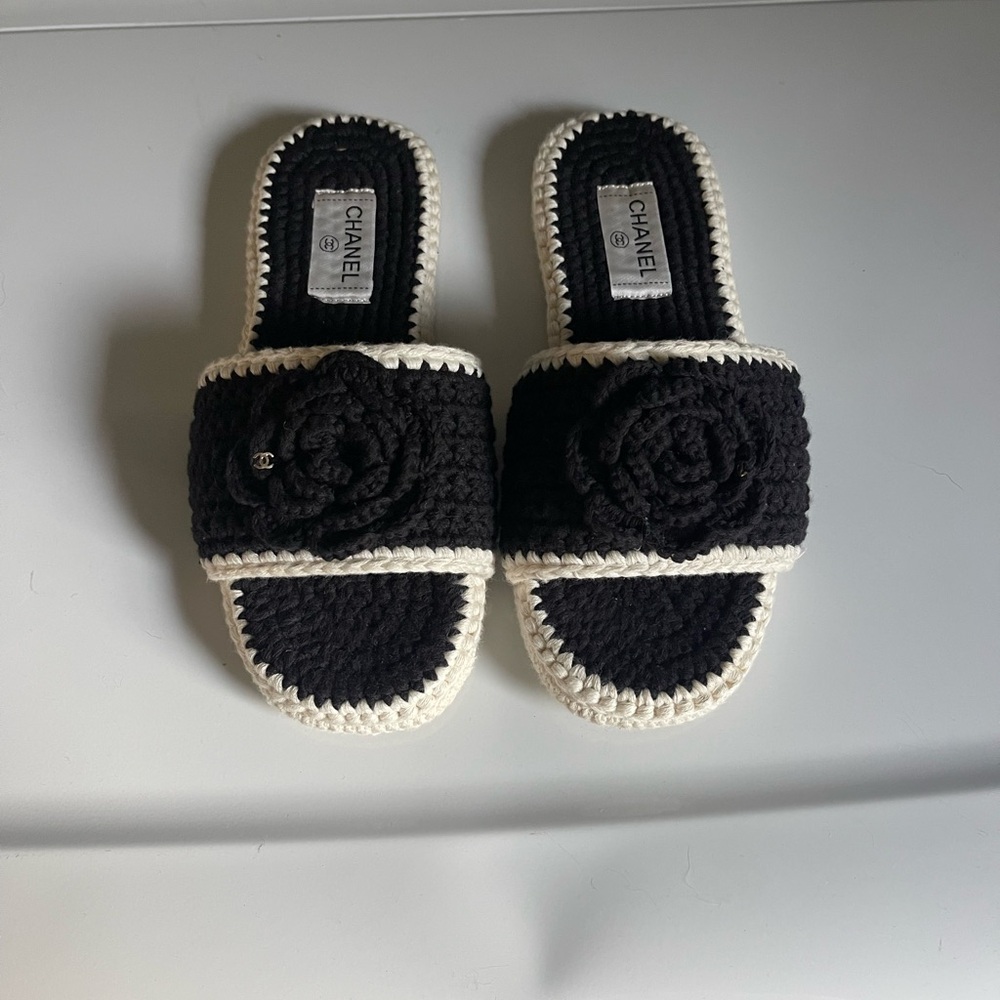 Chanel Black and Cream Sandals
